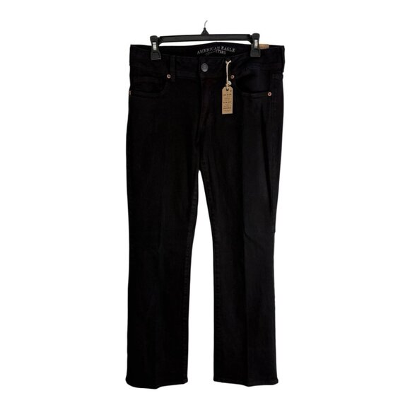 American Eagle Womens Jeans Adult Size 12 Black Kick Boot Stretch Jean NEW - Picture 1 of 14